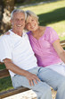 Happy Senior Couple Smiling Outside in Sunshine