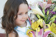 cute little girl with flowers cute little girl with flowers