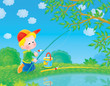 Fishing little boy