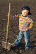 Little children with big shovel