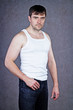 strong man with a gray background