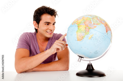 Photo: Man with a globe Man with a globe