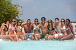 Friends at a swimming pool