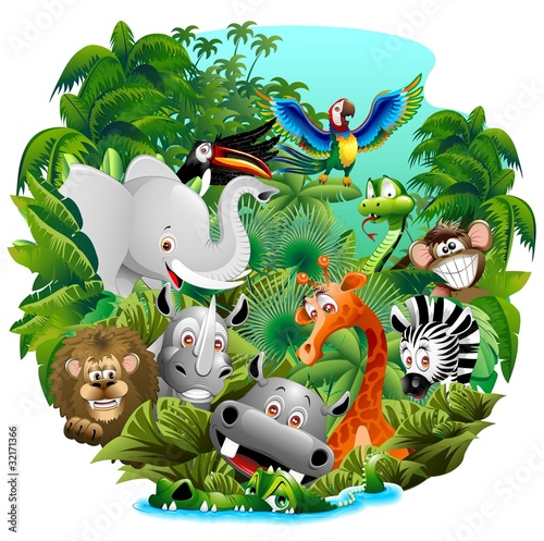 cartoon animal jungle