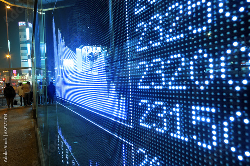 Photo: Stock ticker board at the stock exchange Stock ticker board at the stock exchange