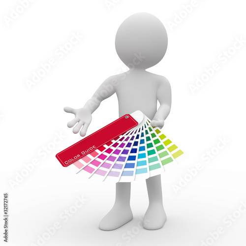 イラスト: Graphic designer showing a color palette点 Graphic designer showing a color palette