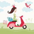 Photo en ligne au meilleur prix Girl on a scooter