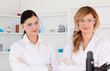 Two scientists posing