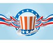 Vector: Fourth of july emblem with Uncle Sam top hat and ribbons Fourth of july emblem with Uncle Sam top hat and ribbons