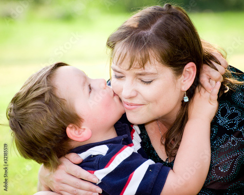 Photo: Spring portrait of mother and son on Mothers Day. Spring portrait of mother and son on Mothers Day.