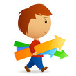 Cartoon boy carry few arrows