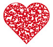 Rotes Herz mit Tieren
