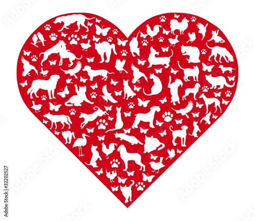 Illustration: Rotes Herz mit Tieren Rotes Herz mit Tieren