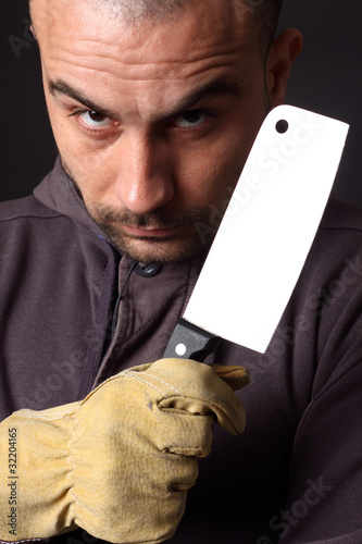 Photo: scary man with cleaver scary man with cleaver