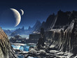 Moonlit Alien Valley Canyon