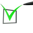 3d Green check mark written by pen 3d Green check mark written by pen