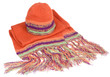 winter kit. hat and scarf isolated on white