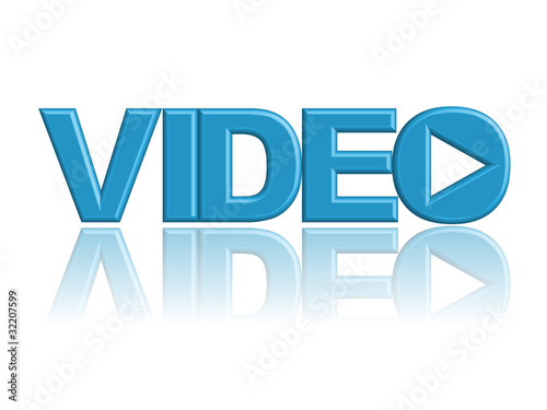 Illustration: "VIDEO" Web Icon (play watch video media player button 3d image) "VIDEO" Web Icon (play watch video media player button 3d image)