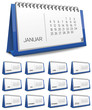Kalender blau Monat zahlen Ziffern set