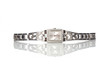 Female silver wrist watch with diamonds