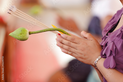 Photo: buddhist woman praying buddhist woman praying