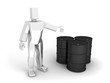 3D Man shows the oil barrels