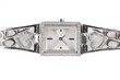 Female silver wrist watch with diamonds