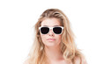 Beautiful blonde woman in sunglasses