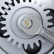 Gear wheels and wrench - law fixing
