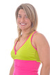 Active blond  woman posing with a big smile