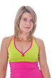 Active blond  woman posing