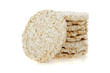 Diet rice cakes pile isolated on white background.