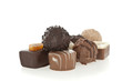 Gourmet chocolate bonbons isolated on white background.