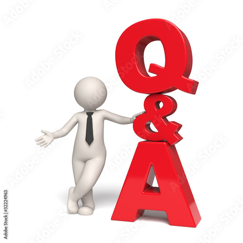Illustration: Q&A Icon - Questions and answers - 3d man Q&A Icon - Questions and answers - 3d man