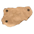 old piece of paper with burnt edges with tack isolated on white old piece of paper with burnt edges with tack isolated on white