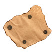old piece of paper with burnt edges with tack isolated on white old piece of paper with burnt edges with tack isolated on white