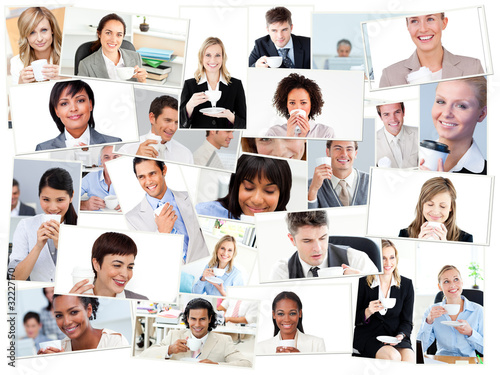 Photo: Collage of people drinking coffee Collage of people drinking coffee