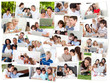 Photo: Collage of families surfing on their laptop Collage of families surfing on their laptop