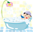 boy relaxing in a bubble bath boy relaxing in a bubble bath