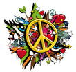 Graffiti Peace and Love symbol pop art illustration Graffiti Peace and Love symbol pop art illustration