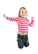 Adorable little girl jumping in air. isolated on white backgrou Adorable little girl jumping in air. isolated on white backgrou