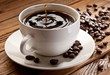 Drop falling into a cup of coffee