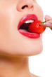 Photo: woman with strawberry woman with strawberry