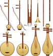 Layered vector illustration of Chinese music instruments.