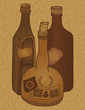 Illustration: cork background with old bottles cork background with old bottles