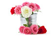 rose in a tin bucket
