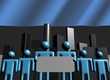 Estonian business team with abstract skyline illustration