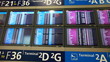 large number of luminous information boards at airport