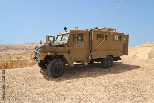 Photo: Israeli army Humvee on patrol in the Judean desert Israeli army Humvee on patrol in the Judean desert