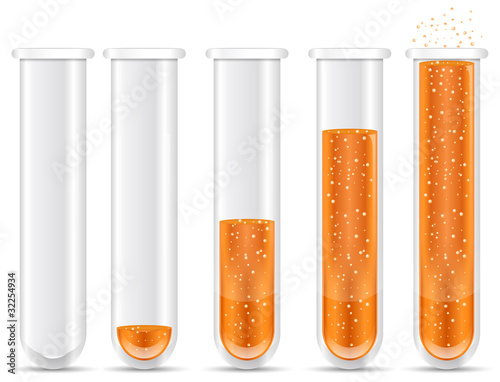 Vector: orange liquid with bubble in test tubes orange liquid with bubble in test tubes